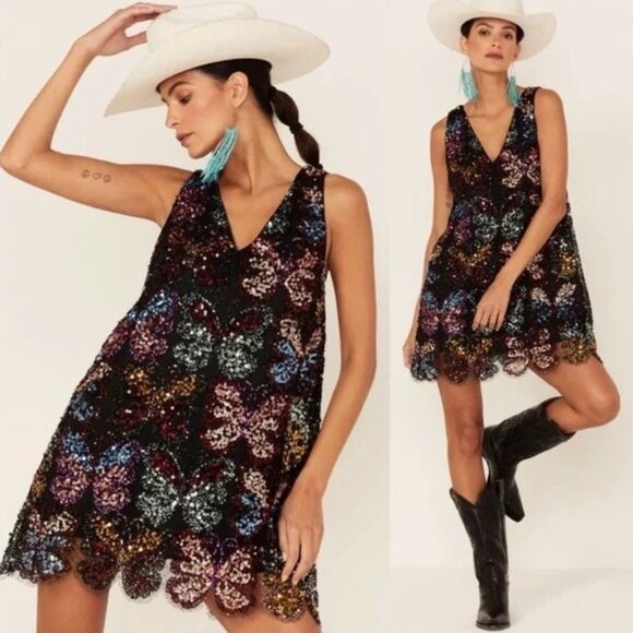 Free People Fly Me Away Sequin Mini Dress - Picture 4 of 10